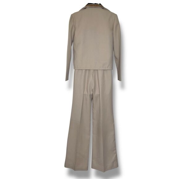 Vintage 70s Jerell of Texas Tan Sleeveless Jumpsuit Jacket Floral Braid Women 5 - Picture 11 of 16